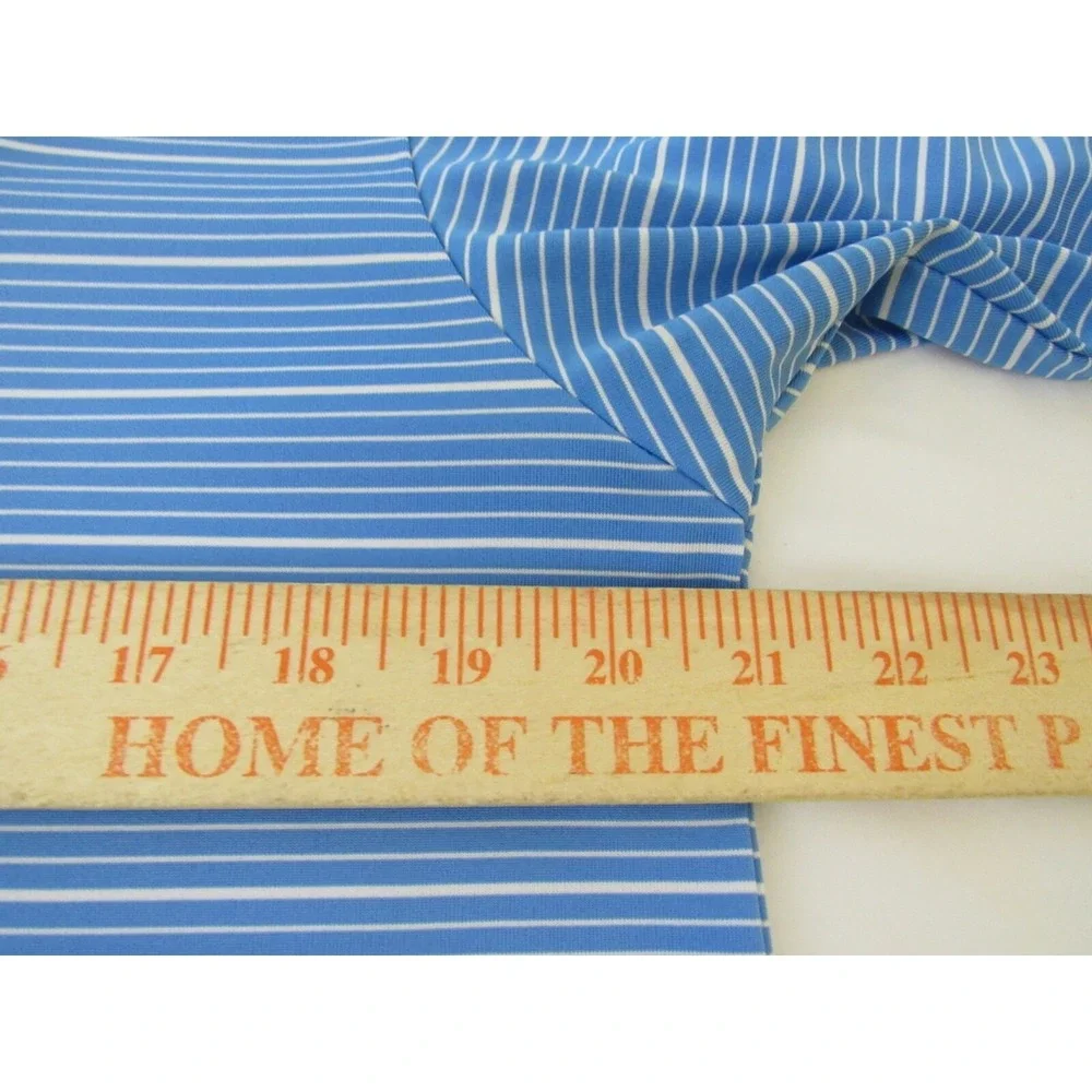 Adidas Polo Mens Size M Striped Blue TORREY‎ PINES Short Sleeve Golf Shirt
